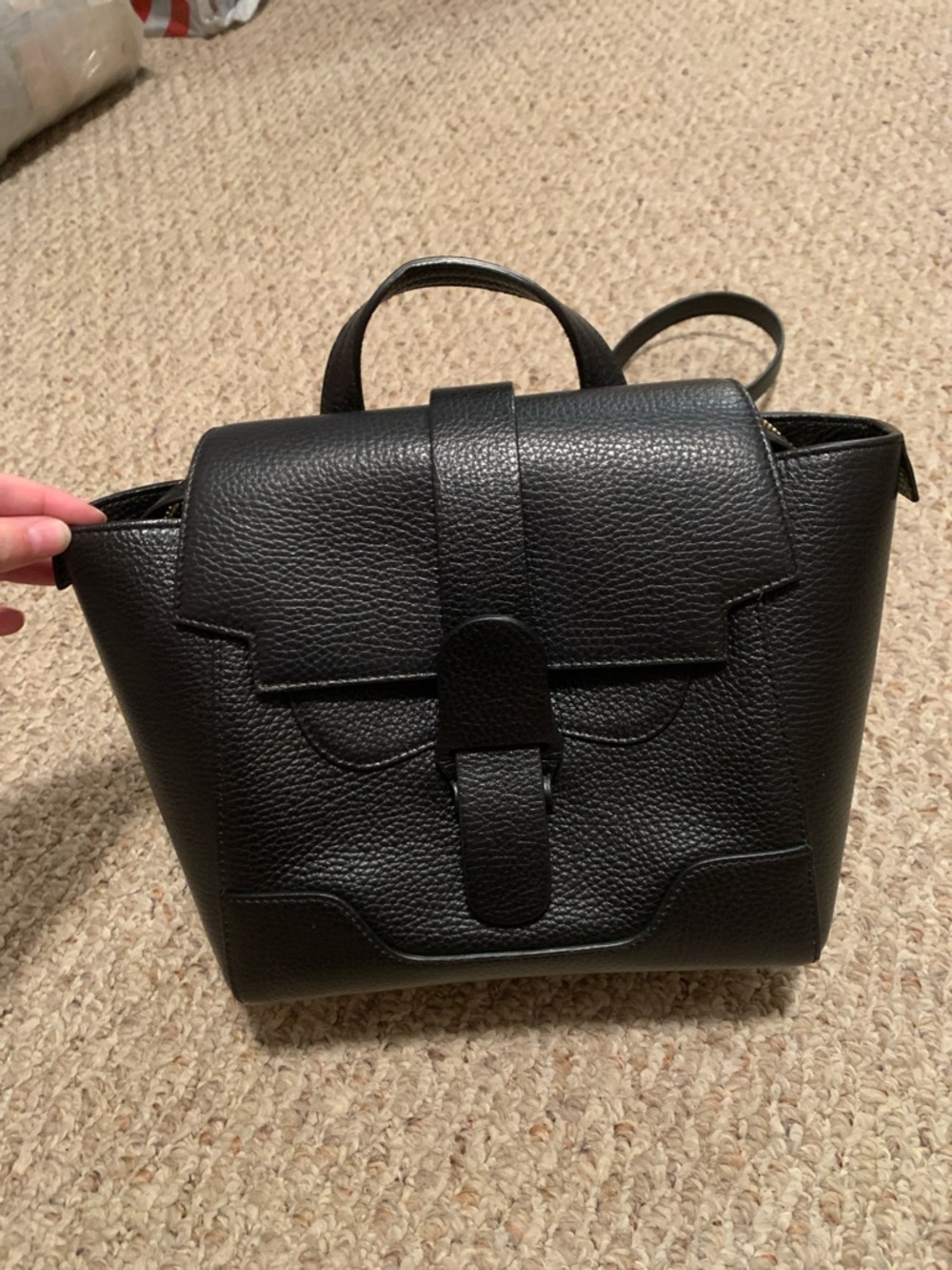Senreve Mini Maestra Black Pebbled Leather